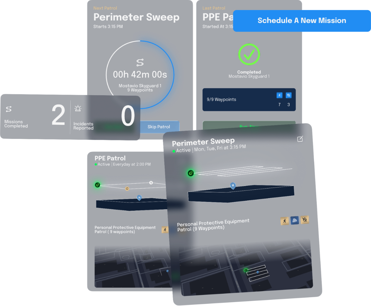 Autonomous mission scheduling cards