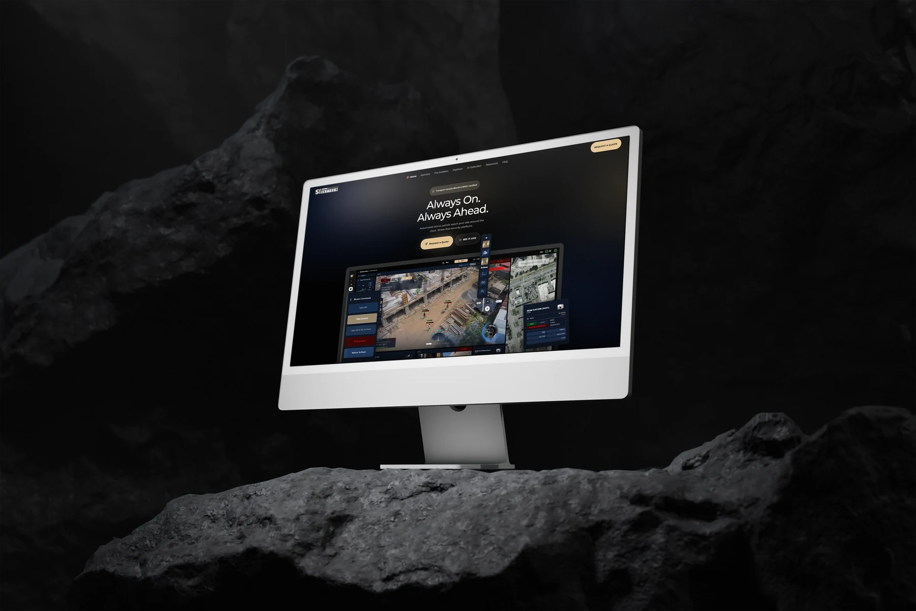 The SkyGuard platform running on a desktop monitor